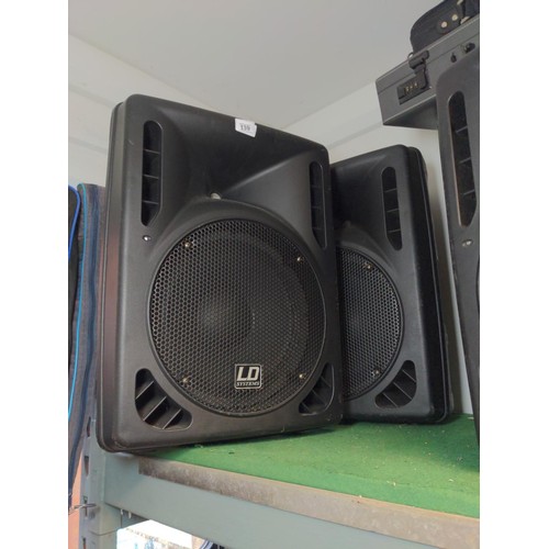 139 - A pair of LD systems PA speakers (PN122A2 12”/1” powered) H58 D 34 W 45cm