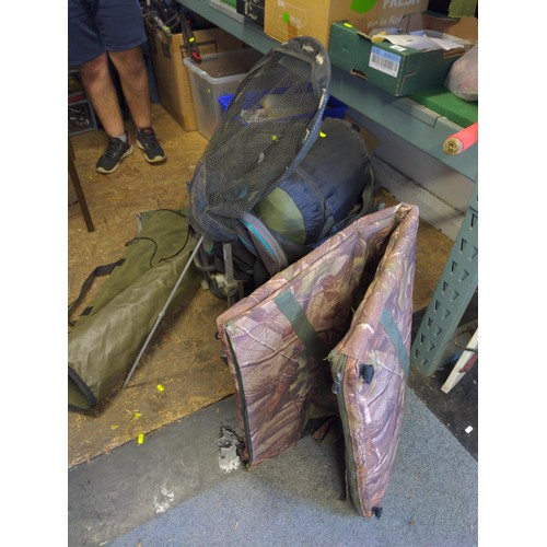 148 - Quantity of fishing equipment inc. mats, bags, covers etc.