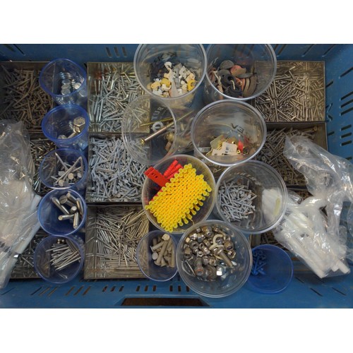 155 - 2 trays of various fixings, screws, bolts etc