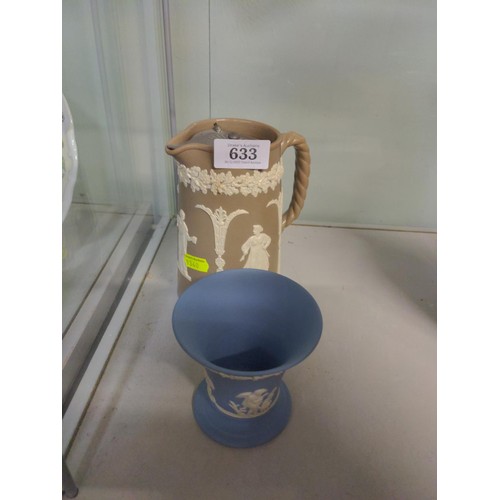 633 - Wedgwood vase and jug with lid on tallest @ 15.5 cm