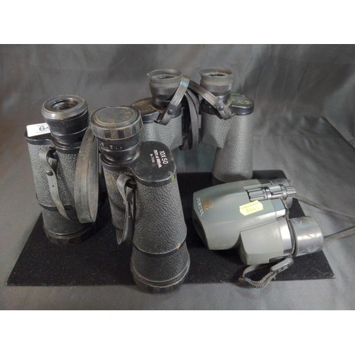 643 - Three pair of binoculars, Pentax, Avocet and Swift, plus cases for all.