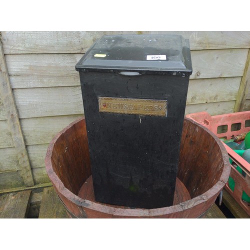 100 - Metal postbox & barrel planter