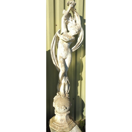 4 - A dancing maiden garden statue, in the style of Papina. Statue has been repaired with steel dowel, s... 