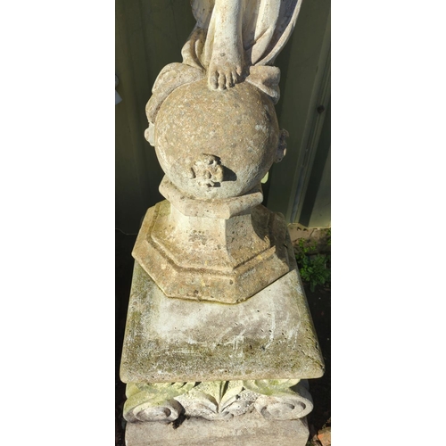 4 - A dancing maiden garden statue, in the style of Papina. Statue has been repaired with steel dowel, s... 