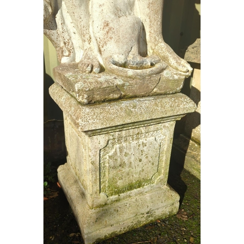 5 - Garden statue of Apollo, The Hunter, on a solid plinth. Overall H192cm