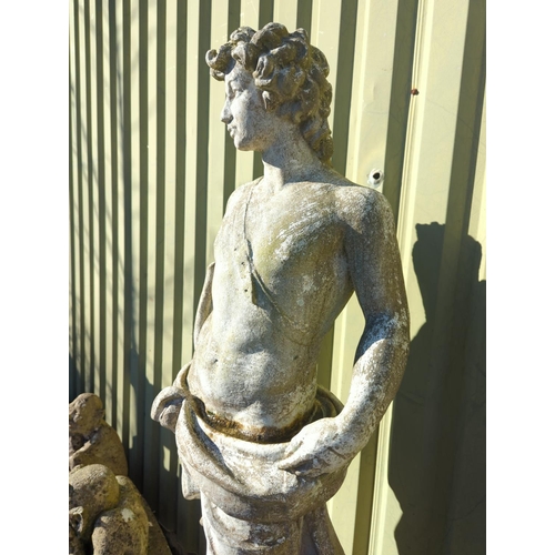 5 - Garden statue of Apollo, The Hunter, on a solid plinth. Overall H192cm