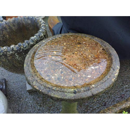 106A - 2 piece concrete garden bird bath. H75cm D36cm