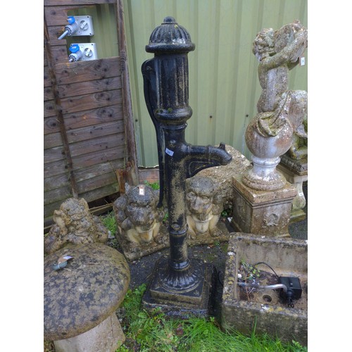 14 - Reconstituted stone garden water feature pump with trough. Includes pump but will probably need repl... 