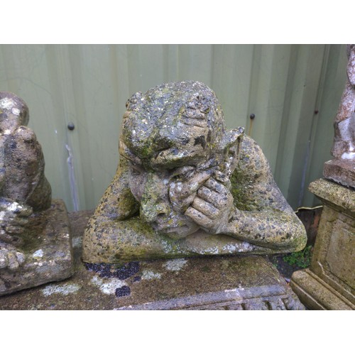 15 - 3x gargoyle garden features. Tallest H42cm