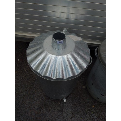 161 - New Galvanised incinerator bin D47cm H75cm