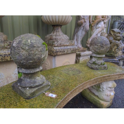 20 - Pair of ball topped finials. H34cm