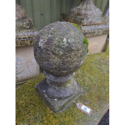 20 - Pair of ball topped finials. H34cm