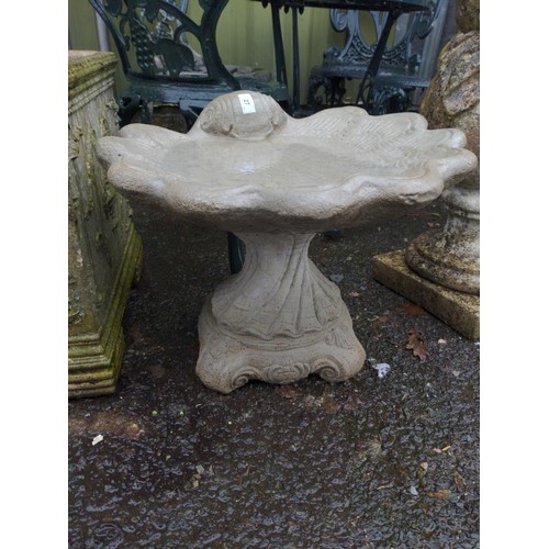 27 - Shell Bird Bath – large shell on decorative base. H38cm W50cm