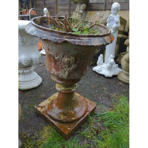 77 - Terracotta 2 part urn planter (AF). H69cm D48cm