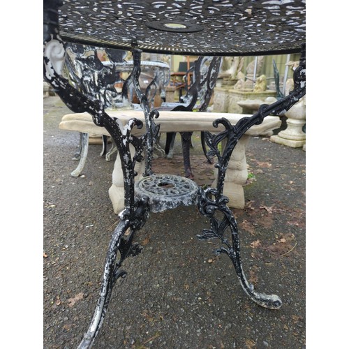 63 - Cast aluminium bistro table. H70cm D80cm