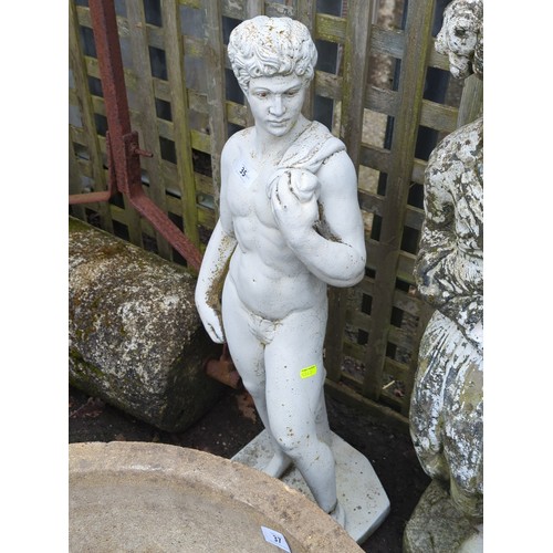 35 - Concrete garden statue of a male H72cm