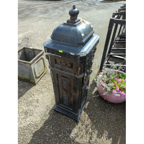 238 - Aluminium freestanding postbox. Includes key. H102cm