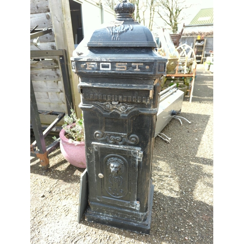 238 - Aluminium freestanding postbox. Includes key. H102cm