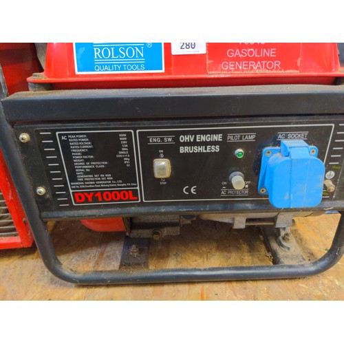 280 - Rolson DY1000L Gasoline generator. Power 950watts. 