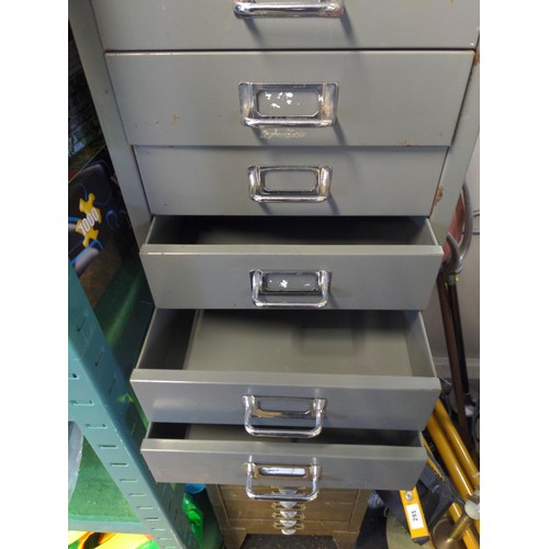 293 - Bisley twelve drawer filing cabinet, no key H86cm