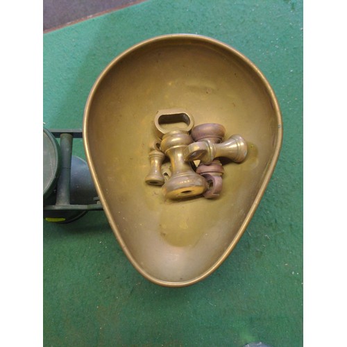 301 - Salter Staffordshire balance scales with brass dish and weights