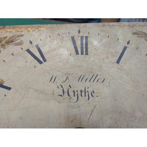 374 - Vintage hand painted clock face with movement 