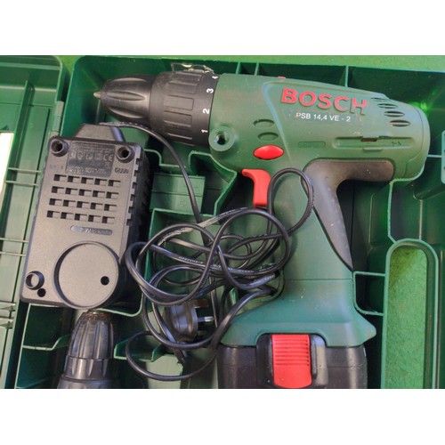 378 - Bosch 2 x cordless drills in case, PSR 14,4 + PSB14,4 VE - 2 and charger