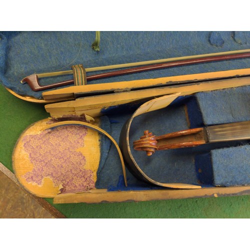 384 - Vintage violin and bow in case