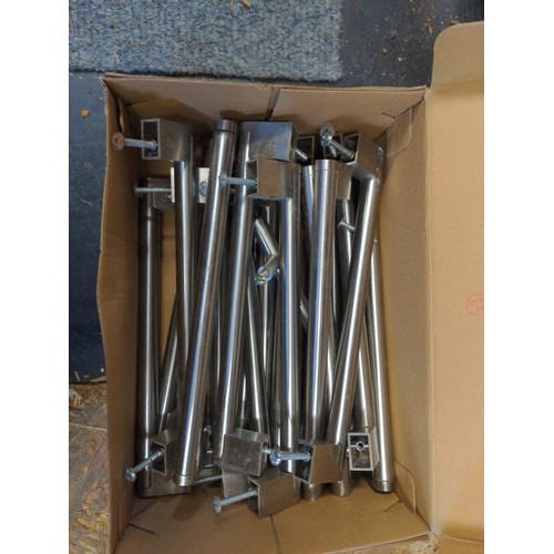 400 - Various cupboard handles, window handles, bolts and drill bits in plastic tubs. 