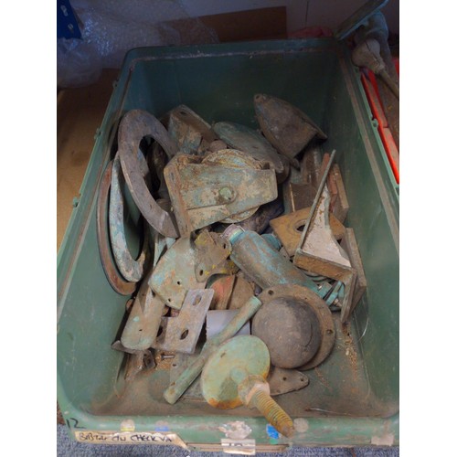 403 - Quantity of boat fittings Inc brass fixings, lights, pulleys, pipes, vents Etc + 10 x wooden cleats&... 