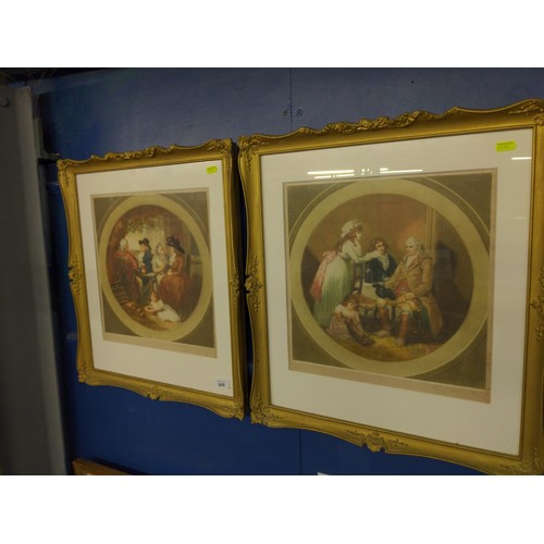 609 - A pair of gilt framed prints of Victorian scenes 51 x 57cm