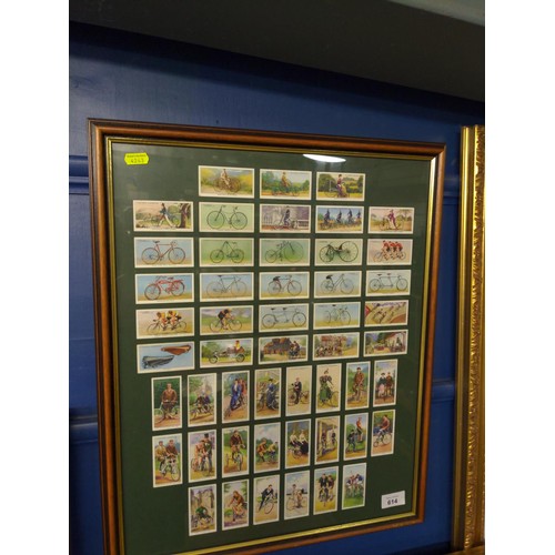 614 - Framed Players Cigarette cards 'Cycling through the Ages' 36 x 56.5cm