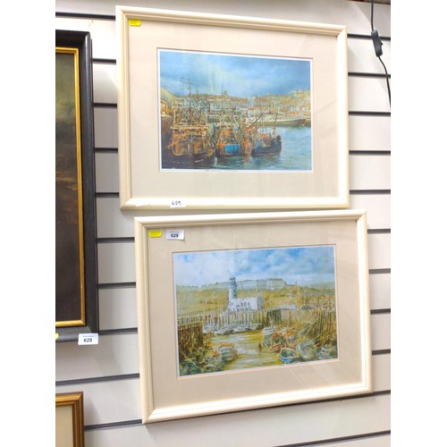 629 - 2 x John Emerson signed ltd edition prints of harbour scenes. 54cm x 44cm