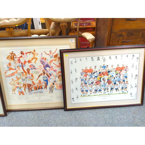 637 - Four framed signed limited edition prints: 'British Olympic Legends' by Gary Keene signed by various... 