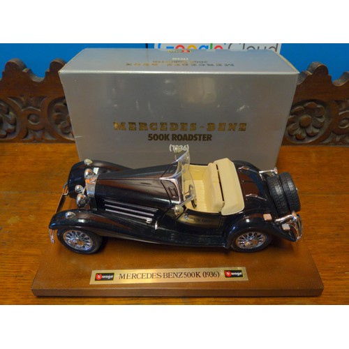 480 - Five boxed vehicles inc. Corgi lifeboats, Burago Mercedes-Benz 500K Roadster, Schuco etc.