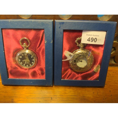 490 - Ten various collectable boxed pocket watches