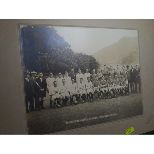 676 - Mounted photo of England vs Scotland football teams Decr 1992, Result 1-1,mount size 42x32cms