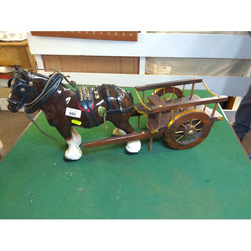 685 - 'Melbaware' Shire horse and cart, ht of horse to ear 29cms