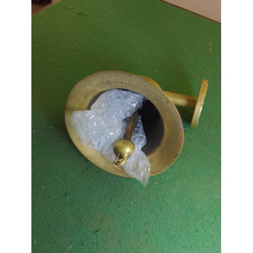 686 - Brass wall mounted bell, diameter15cms