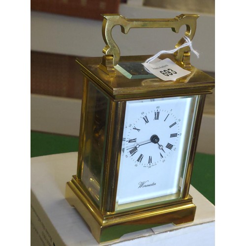 693 - Worcester solid brass cased carriage clock H15.5cm W8cm D6.5cm