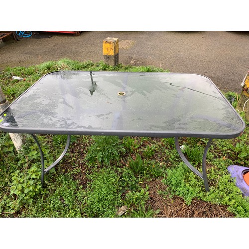 256 - Barcelona glazed topped garden table W155cm D98cm H70cm