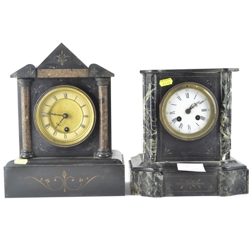 984 - 2 marble cased mantle clocks (Largest H30cm  W24cm D14cm)