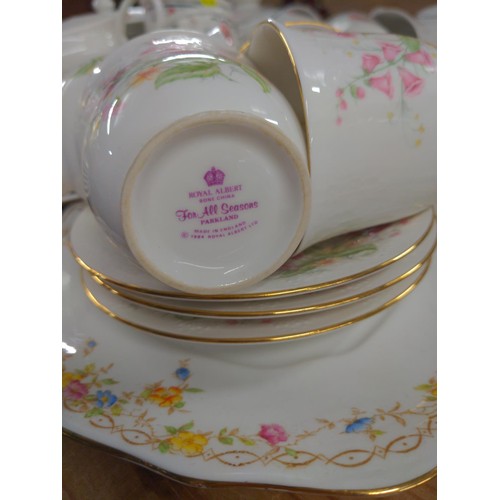 723A - Royal Albert-For All Seasons, Parkland, 4 tea cups, 6 saucers & 5 plates with mis matched servin... 