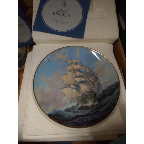 732 - Large qty.. of cabinet plates by Franklin Porcelain. The Great Clipper Ships. 