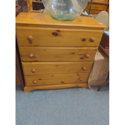 1100 - Pine chest of four drawers L86cm x D40.5 x H87cm