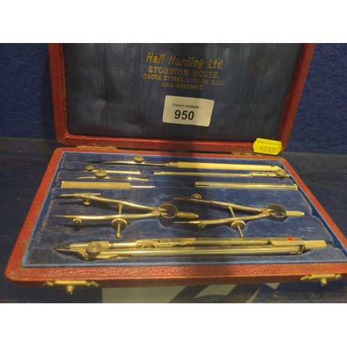 950 - Cased technical drawing set by Hall Harding Ltd. Appears complete.