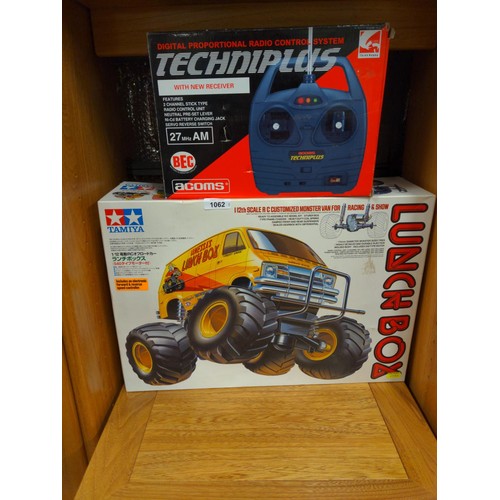 1062 - Tamiya Lunch box RC monster van with boxed Techniplus remote all boxed and appears to be complete wi... 