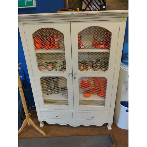 1080 - Laura Ashley Cupboard with wire panels doors, three internal drawers and two lower drawers W120cm D4... 