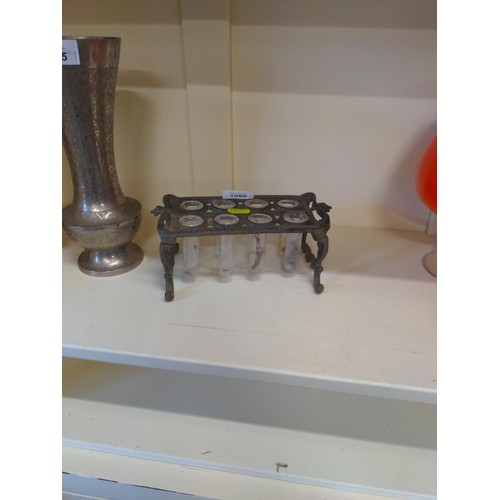 1086 - Test tube display rack with glass test tubes W20.5cm D10cm H8.5cm