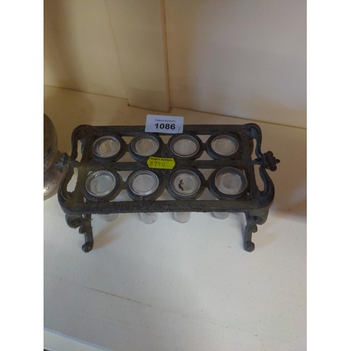 1086 - Test tube display rack with glass test tubes W20.5cm D10cm H8.5cm